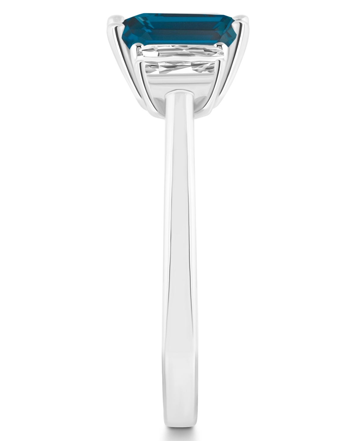 Macy's Women's(2 ct.t.w.) and White Topaz (3/4 ct.t.w.) 3-Stone Ring in Sterling Silver - London Blue Topaz