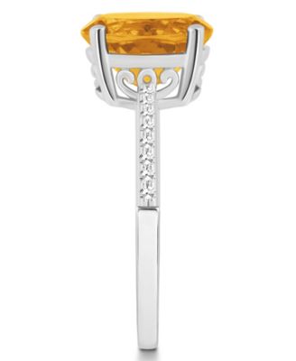 Women's Citrine (2-1/2 ct.t.w.) and Diamond (1/10 ct.t.w.) Ring in Sterling Silver