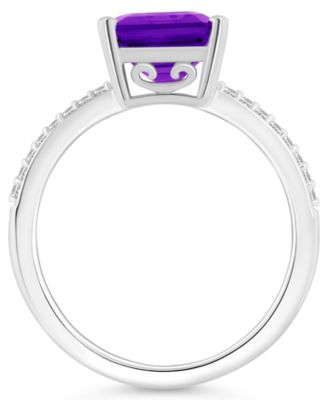 Women's Amethyst (3-1/6 ct.t.w.) and Diamond (1/10 ct.t.w.) Ring in Sterling Silver