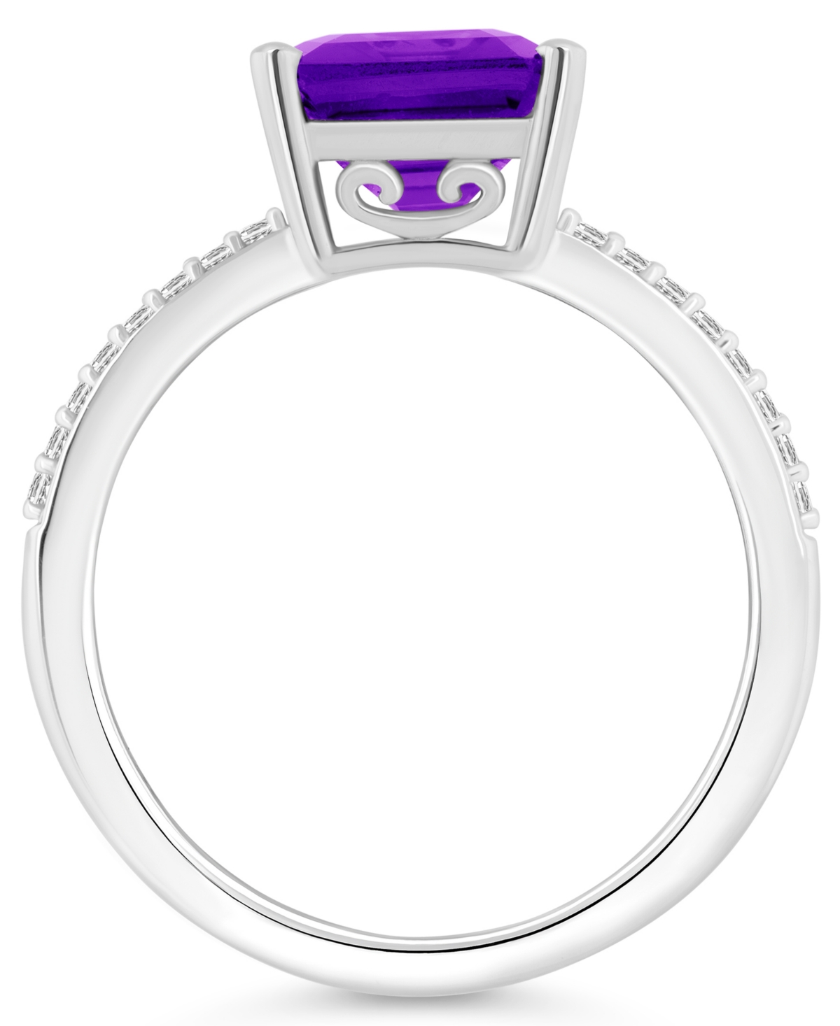 Macy's Women's(3-1/6 ct.t.w.) and Diamond (1/10 ct.t.w.) Ring in Sterling Silver - Amethyst