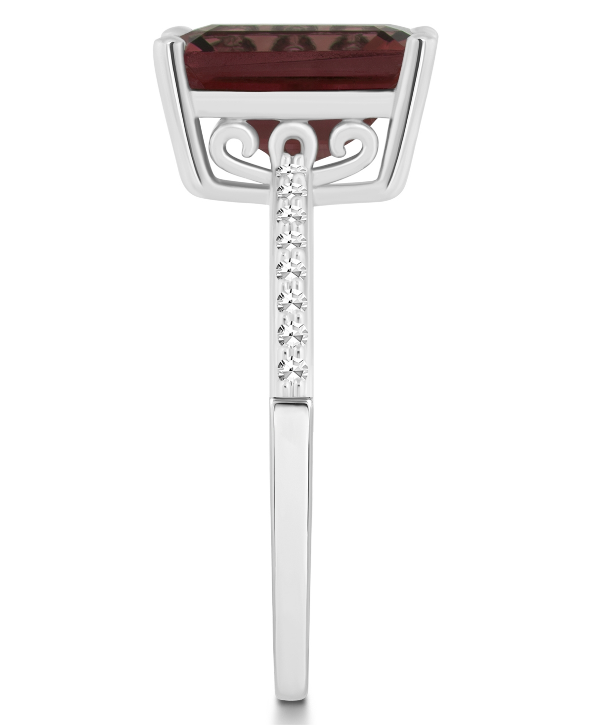 Macy's Women's(4 ct.t.w.) and Diamond (1/10 ct.t.w.) Ring in Sterling Silver - Garnet