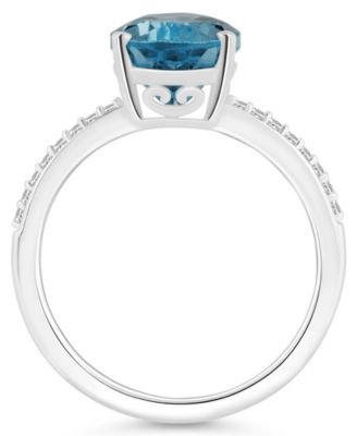 Women's London Blue Topaz (3-2/3 ct.t.w.) and Diamond (1/10 ct.t.w.) Ring in Sterling Silver