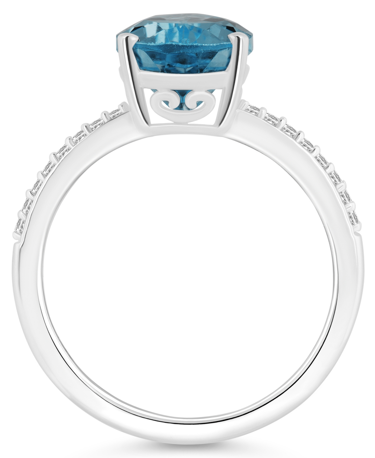 Macy's Women's(3-2/3 ct.t.w.) and Diamond (1/10 ct.t.w.) Ring in Sterling Silver - London Blue Topaz