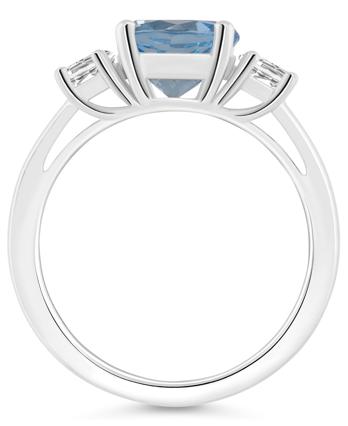 Macy's Women's(2-2/5 ct.t.w.) and White Topaz (2/3 ct.t.w.) 3-Stone Ring in Sterling Silver - Sky Blue Topaz