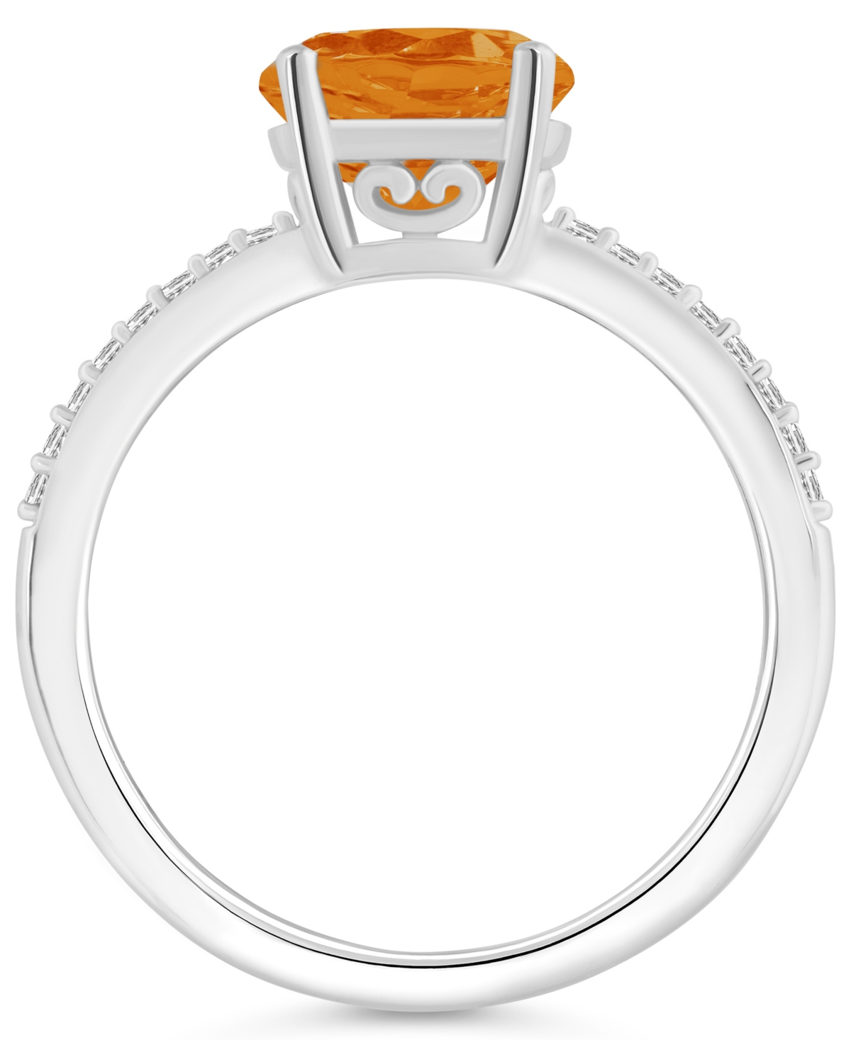 Macy's Women's(1-3/4 ct.t.w.) and Diamond (1/10 ct.t.w.) Ring in Sterling Silver - Citrine