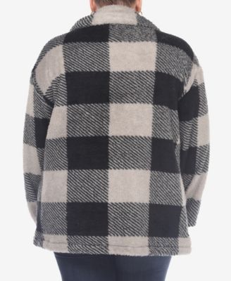 Plus Size Plaid Shacket Jacket
