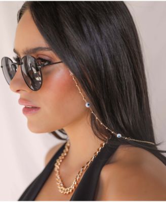 Women's 18k Gold Plated Evil Eye Beaded Glasses Chain