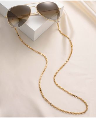 Women's 18k Gold Plated Golden Rays Rectangle Glasses Chain Necklace