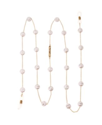 Women's 18k Gold Plated Mermaid Coin Imitation Pearls Glasses Chain