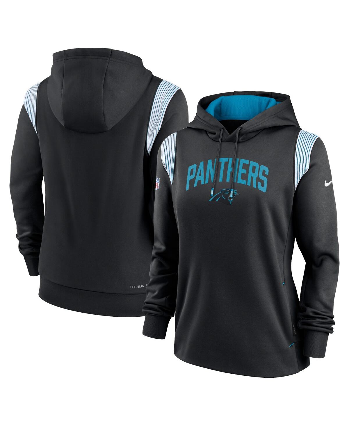 Nike Women's  Black Carolina Panthers Sideline Stack Performance Pullover Hoodie In Black
