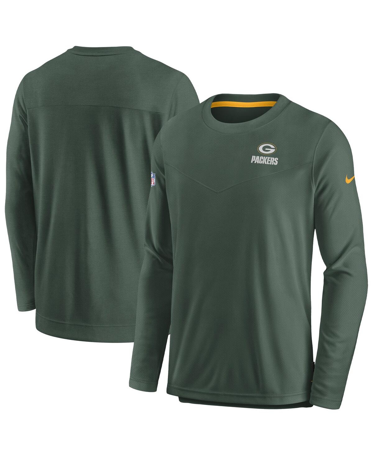 Shop Nike Men's  Green Green Bay Packers Sideline Lockup Performance Long Sleeve T-shirt