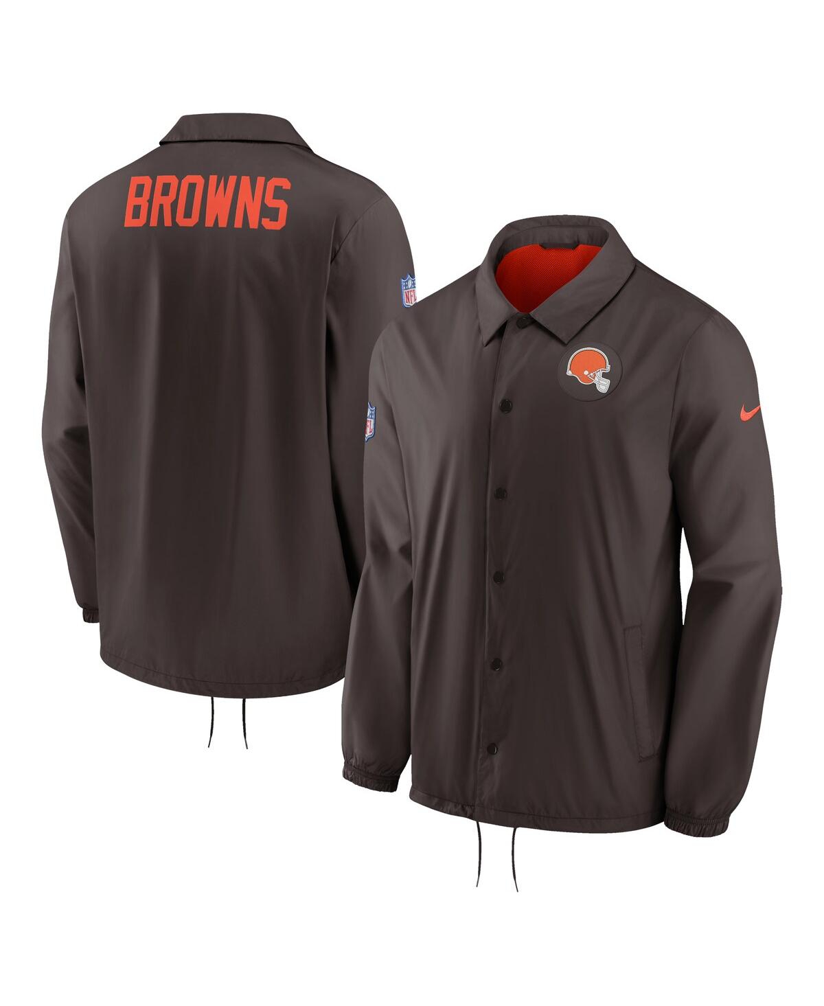 NIKE MEN'S NIKE BROWN CLEVELAND BROWNS SIDELINE COACHES FULL-SNAP JACKET
