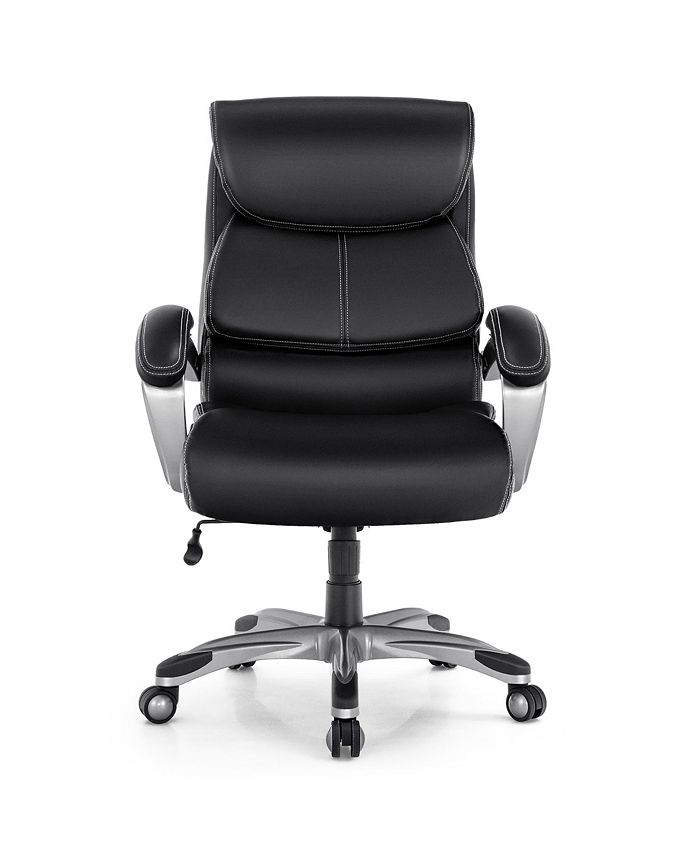 Costway Big & Tall High Back Adjustable Swivel Leather Office Chair Macy's