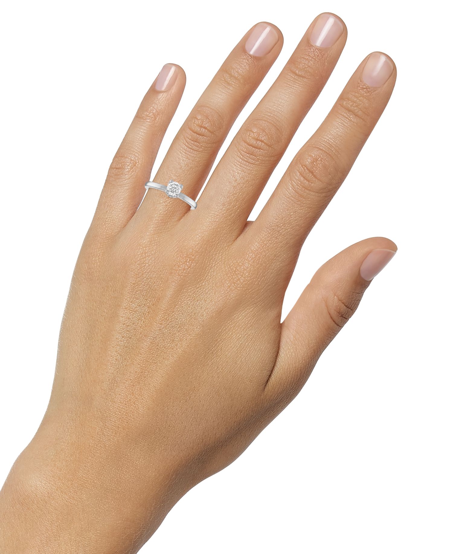 Certified Diamond Solitaire Engagement Ring (1/2 ct. t.w.) in 14k White Gold featuring diamonds with the De Beers Code of Origin