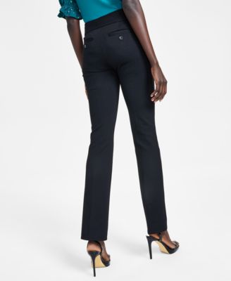 Women's Mid-Rise Slim Boot Cut Clasp-Front Pants