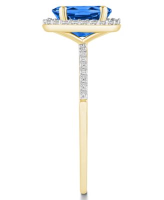 Lab Grown Sapphire (1-1/2 ct. t.w.) and Lab Grown White Sapphire (1/5 ct. t.w.) Halo Ring in 10K Yellow Gold