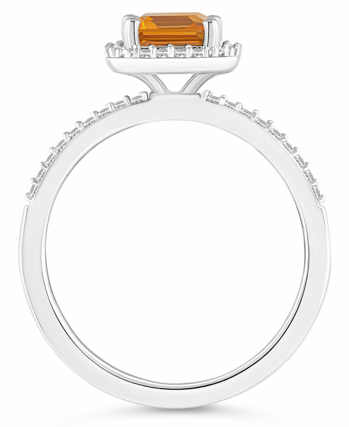 Macy's(1-3/5 ct. t.w.) and Lab Grown Sapphire (1/4 ct. t.w.) Halo Ring in 10K White Gold - Citrine