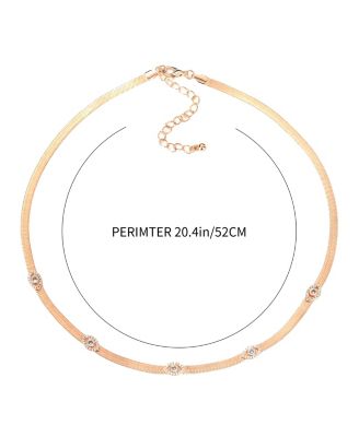 Gold-Tone Chain Necklace with Rhinestones