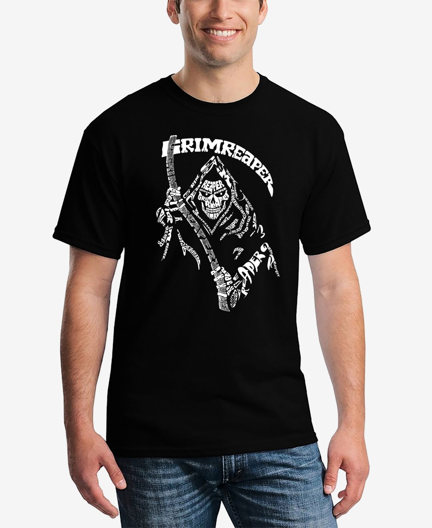 Мужская футболка LA Pop Art Grim Reaper Word Art Short Sleeve, цвет: Чёрный — фото 1