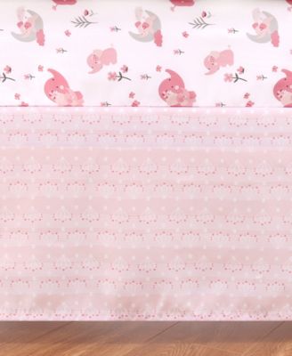 Pink Elephant Crib Bedding Set for Baby Girls, 3 Piece Nursery Set