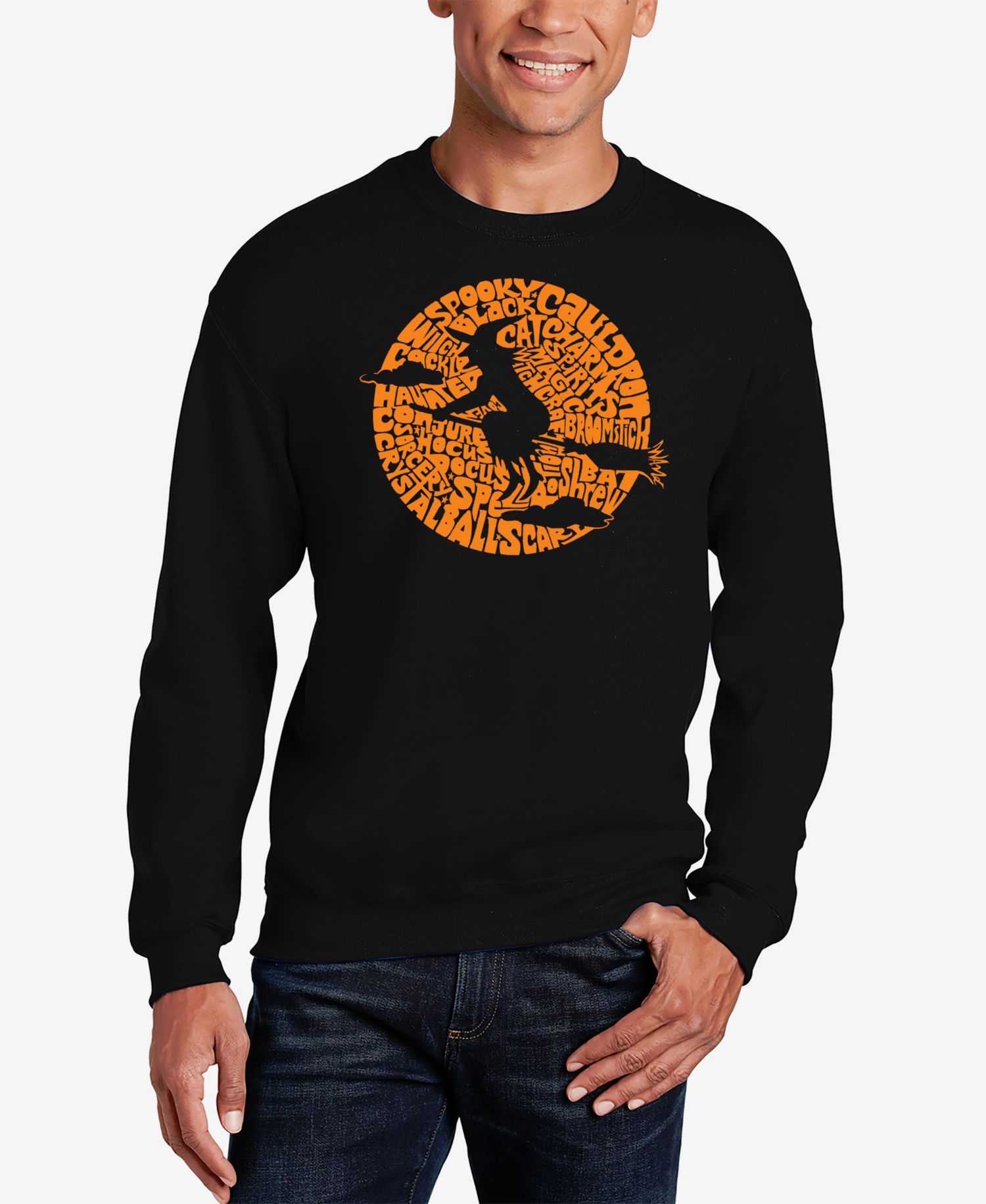 Men's Spooky Witch Word Art Crewneck Sweatshirt