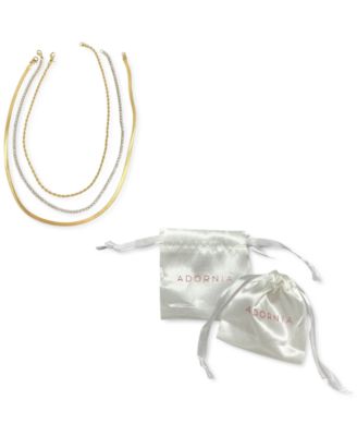 Herringbone Chain, Rope Chain, and Tennis Necklace Set