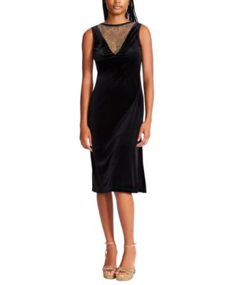 Betsey Johnson Women's Embellished Velvet Bodycon Dress - Macy's