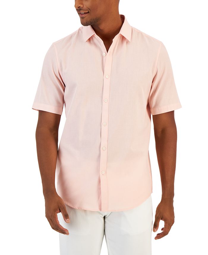 Alfani Men's Short-Sleeve Solid Textured Shirt, Created for Macy's ...