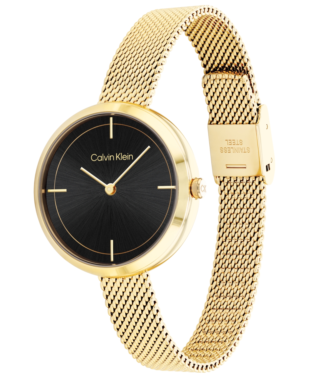 Calvin Klein Women's Gold-Tone Stainless Steel Mesh Bracelet Watch 30mm - Gold-Tone