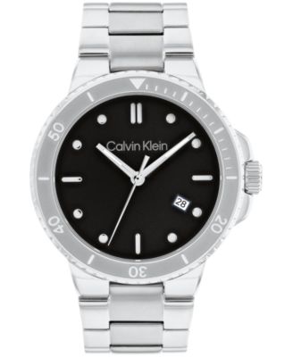 Calvin Klein Men's Silver-Tone Stainless Steel Bracelet Watch 44mm - Macy's
