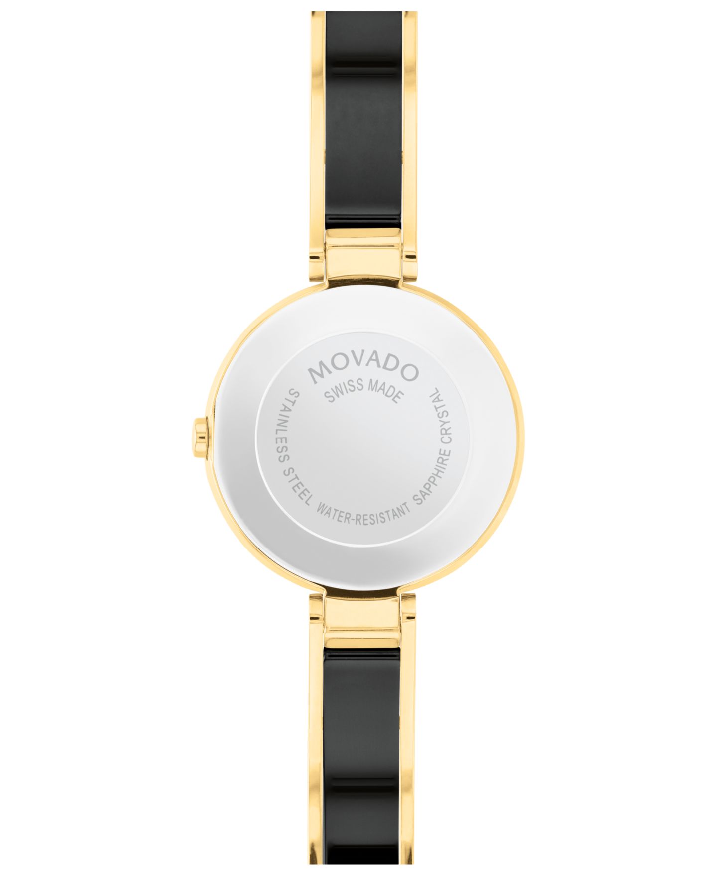 Женские часы Movado Moda Swiss Quartz Black Ceramic Yellow PVD Bangle Watch 24mm — фото 3