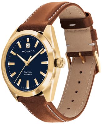 Men's Heritage Datron Swiss Automatic Cognac Genuine Leather Strap Watch 40mm