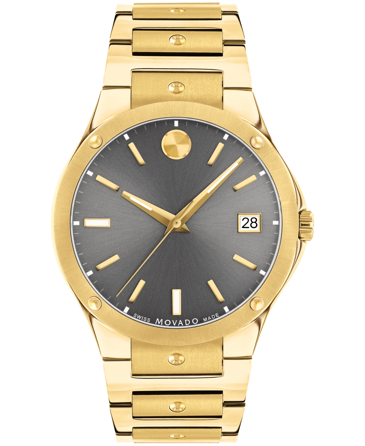 Shop Movado Men's Se Swiss Quartz Yellow Pvd Bracelet Watch 41mm In Gold