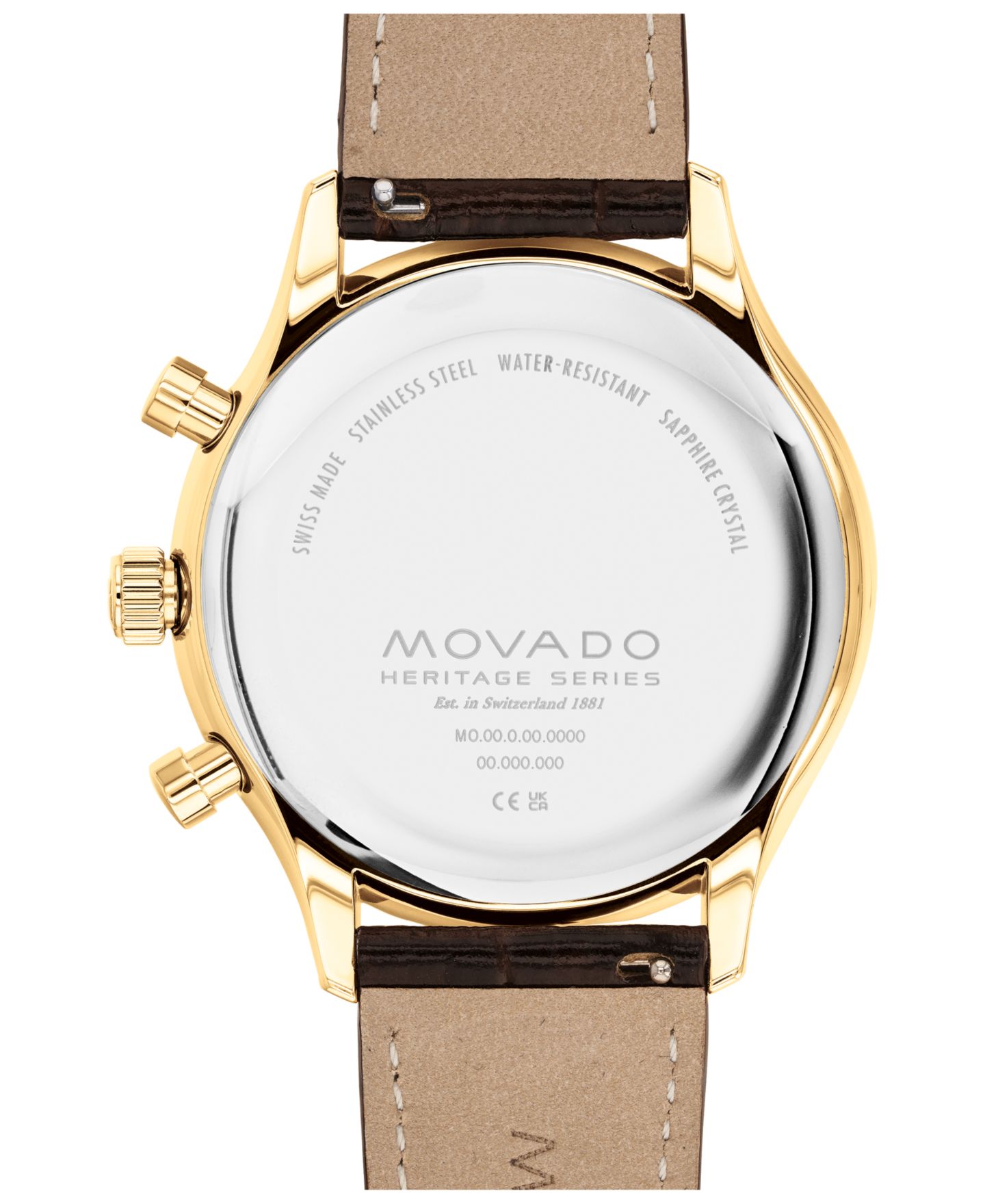 Мужские часы Movado Heritage Circa Swiss Quartz Chronograph Brown Genuine Leather Strap Watch 43mm — фото 3