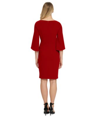 DKNY Women's Ruched Sheath Dress - Open Sleeve Midi Dress For Work & Evening - View #2