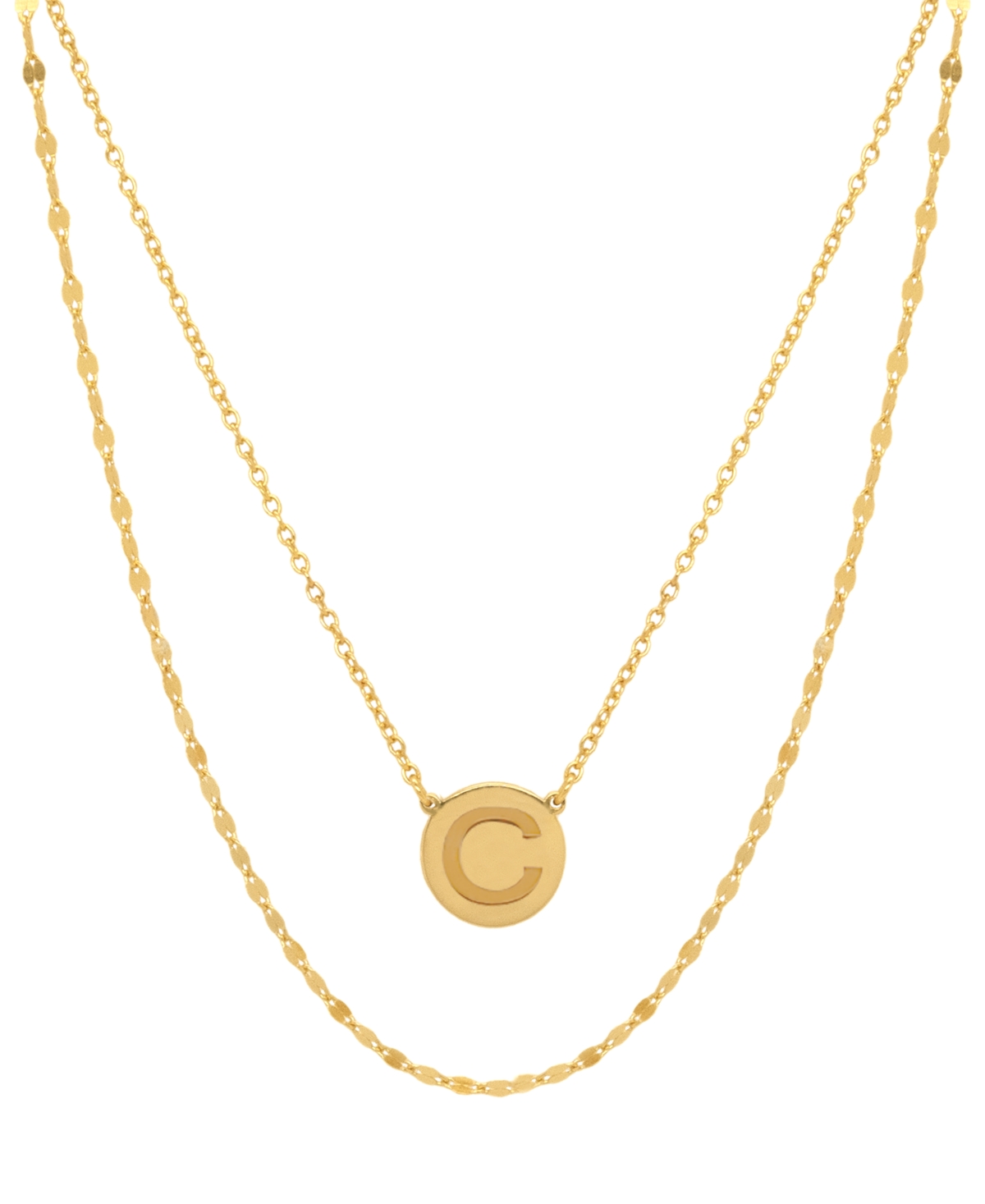 Initial Disc Layered Pendant Necklace in 18k Gold-Plated Sterling Silver, Created for Macy's - P