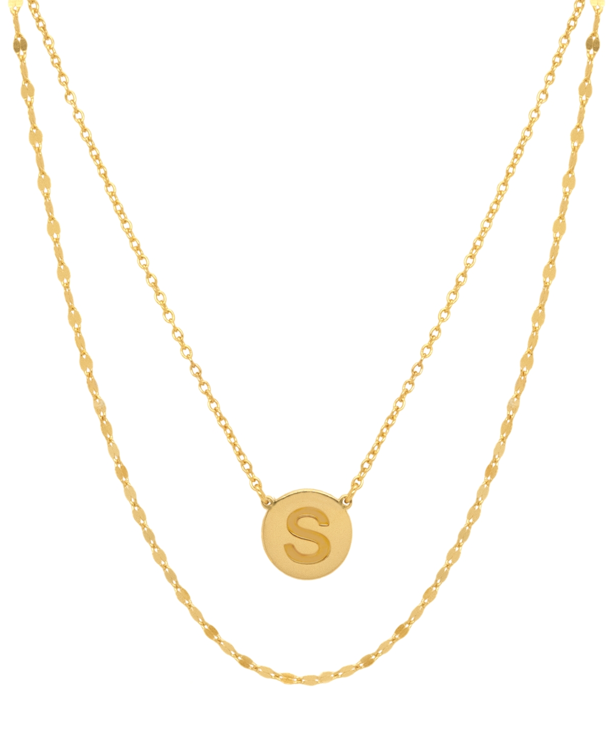 Giani Bernini Initial Disc Layered Pendant Necklace In 18k Gold-plated Sterling Silver, Created For Macy's