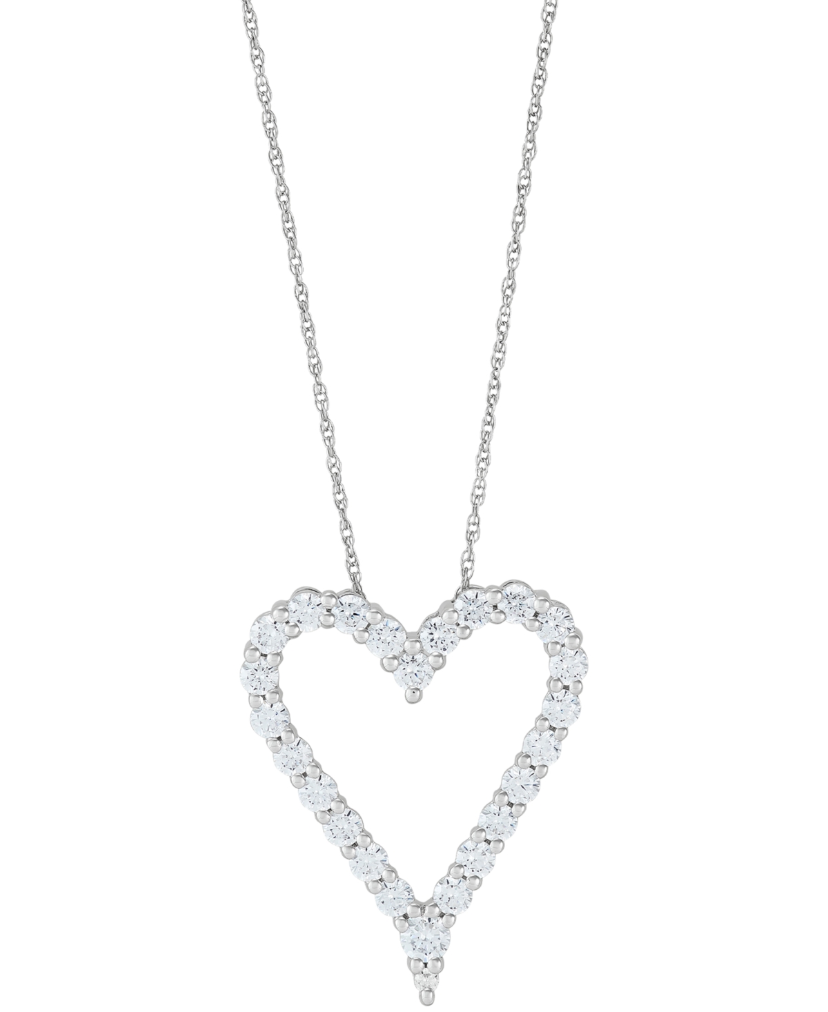 Lab Grown Diamond Heart Pendant Necklace (2 ct. t.w.) in 14k White Gold, 16" + 2" extender - White Gold