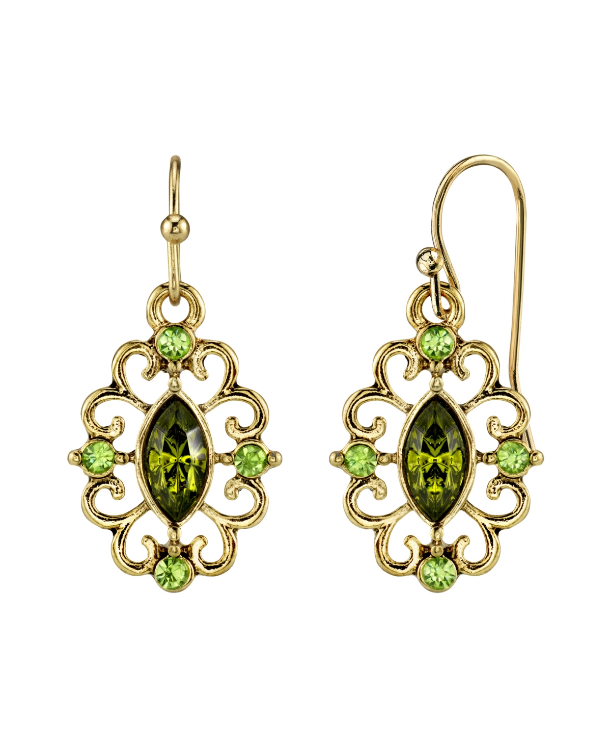 2028 Olivine Green Crystal Drop Earrings