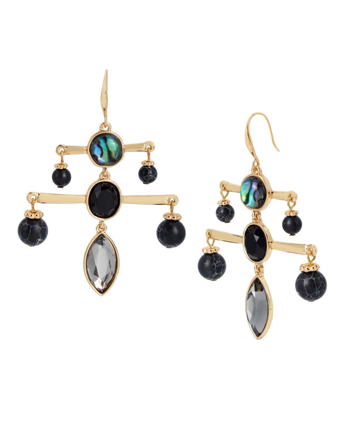 Women's Stone Chandelier Earrings - Black Patina