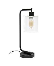 Modern Desk Lamp with USB Port and Glass Shade