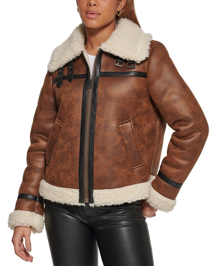 Levi's Women's Bonded Faux Shearling Aviator Coat & Reviews - Coats &  Jackets - Women - Macy's