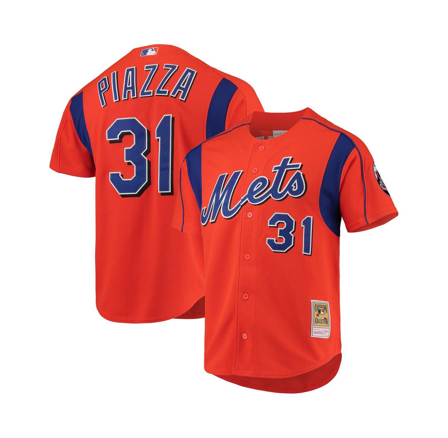 Men's Mike Piazza Orange New York Mets Cooperstown Collection Mesh Batting Practice Jersey