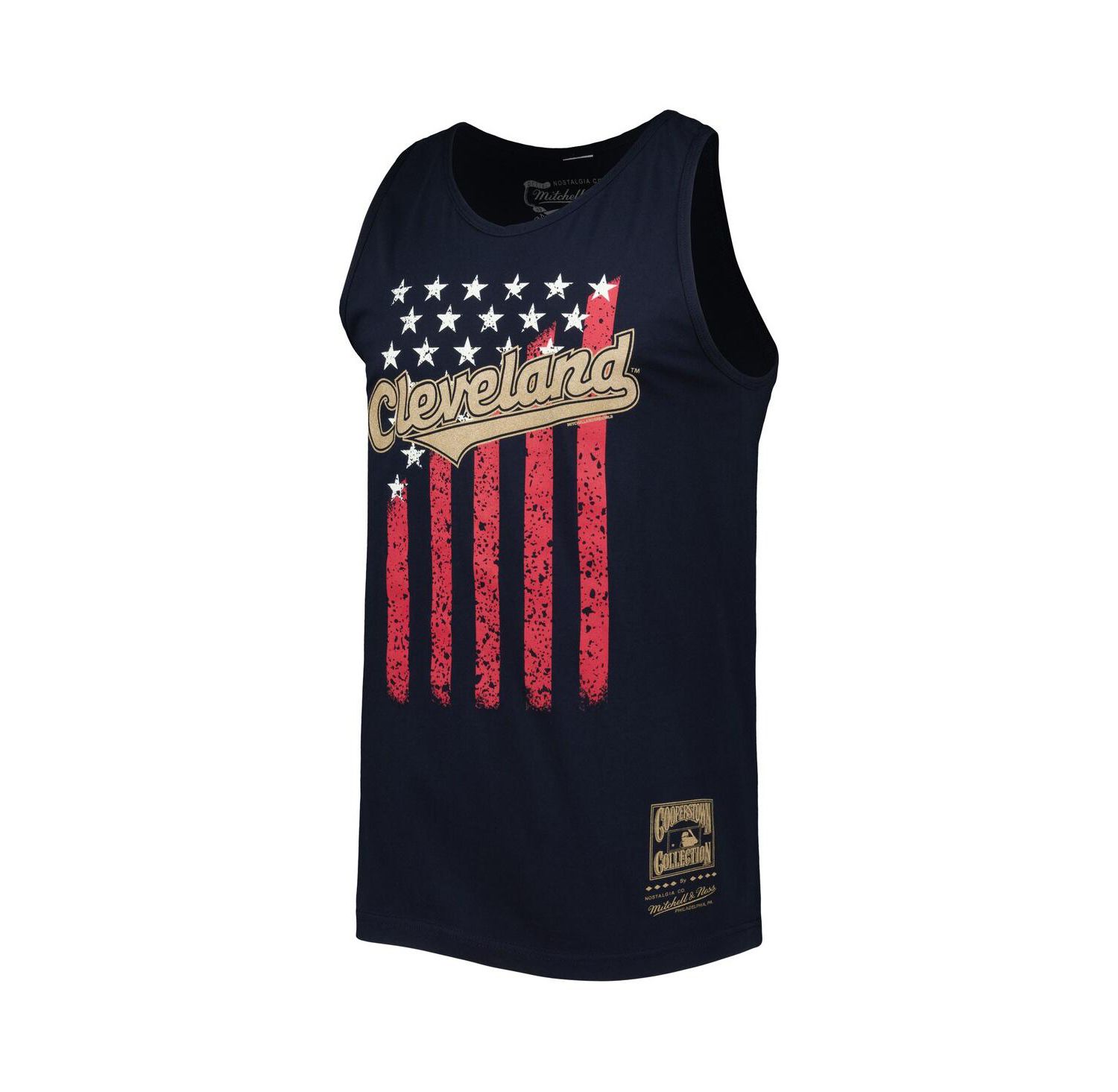 Men's Navy Cleveland Guardians Cooperstown Collection Stars and Stripes Tank Top