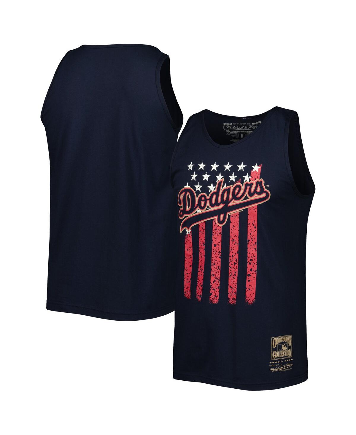 Shop Mitchell & Ness Men's  Navy Los Angeles Dodgers Cooperstown Collection Stars And Stripes Tank Top