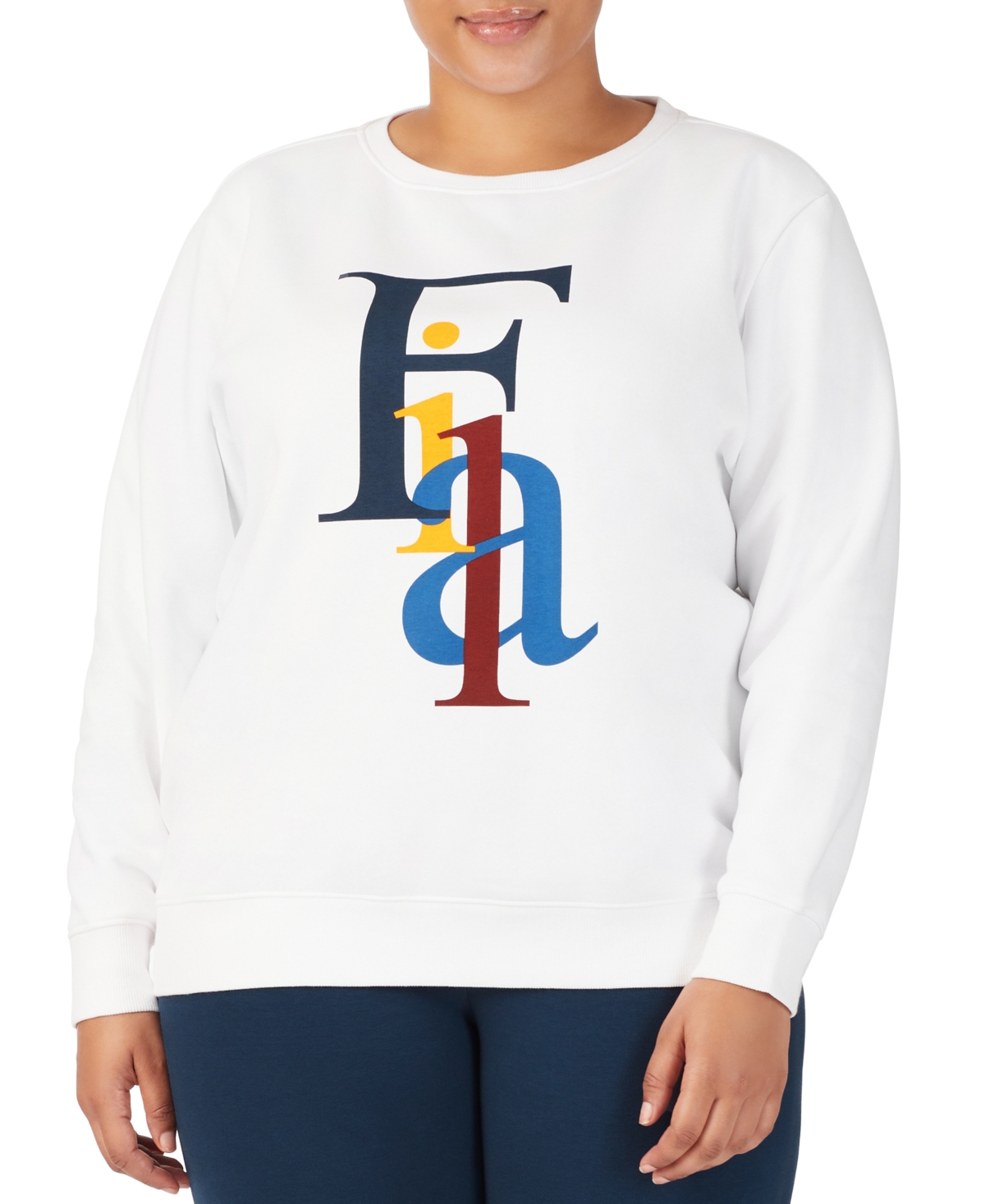 Fila Plus Size Araceli Crewneck Logo Long-Sleeve Sweatshirt