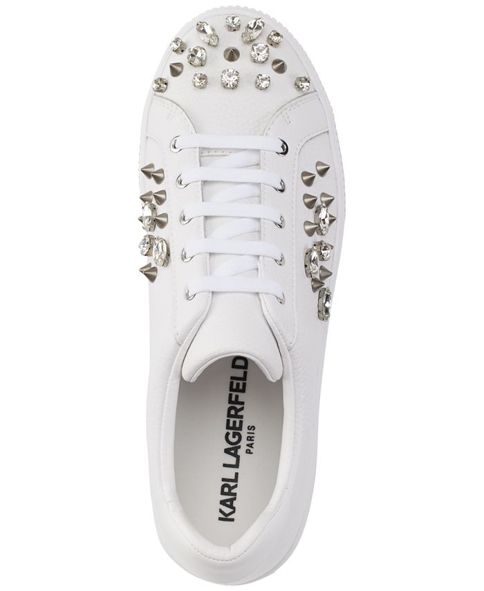 KARL LAGERFELD PARIS Women's Vina Embellished Lace-Up Low-Top Sneakers ...
