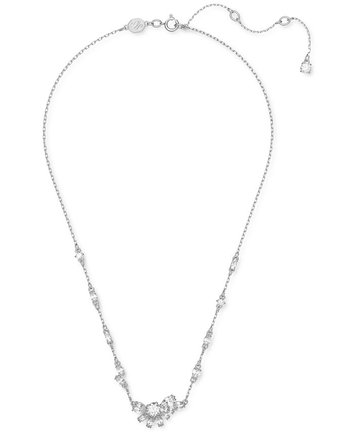 Swarovski Silver-Tone Gema Crystal Pendant Necklace, 14-1/8