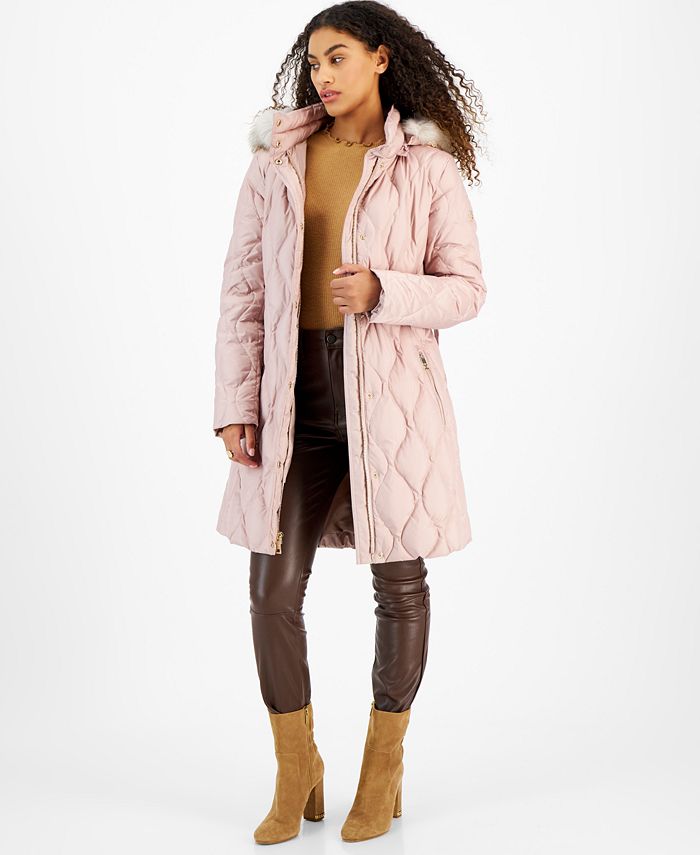 Michael Kors Women's Belted FauxFurTrimmed Hooded Puffer Coat Macy's