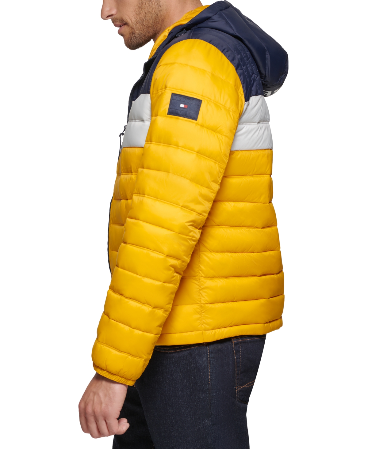 Tommy Hilfiger Men's Quilted Color Blocked Hooded Puffer Jacket